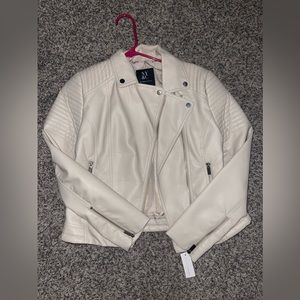 NY&C Cream Faux Leather Jacket
